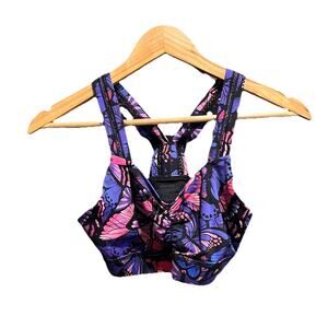 Handful Purple Butterfly Pull‎ On Women's Sports Bra Top Size Small